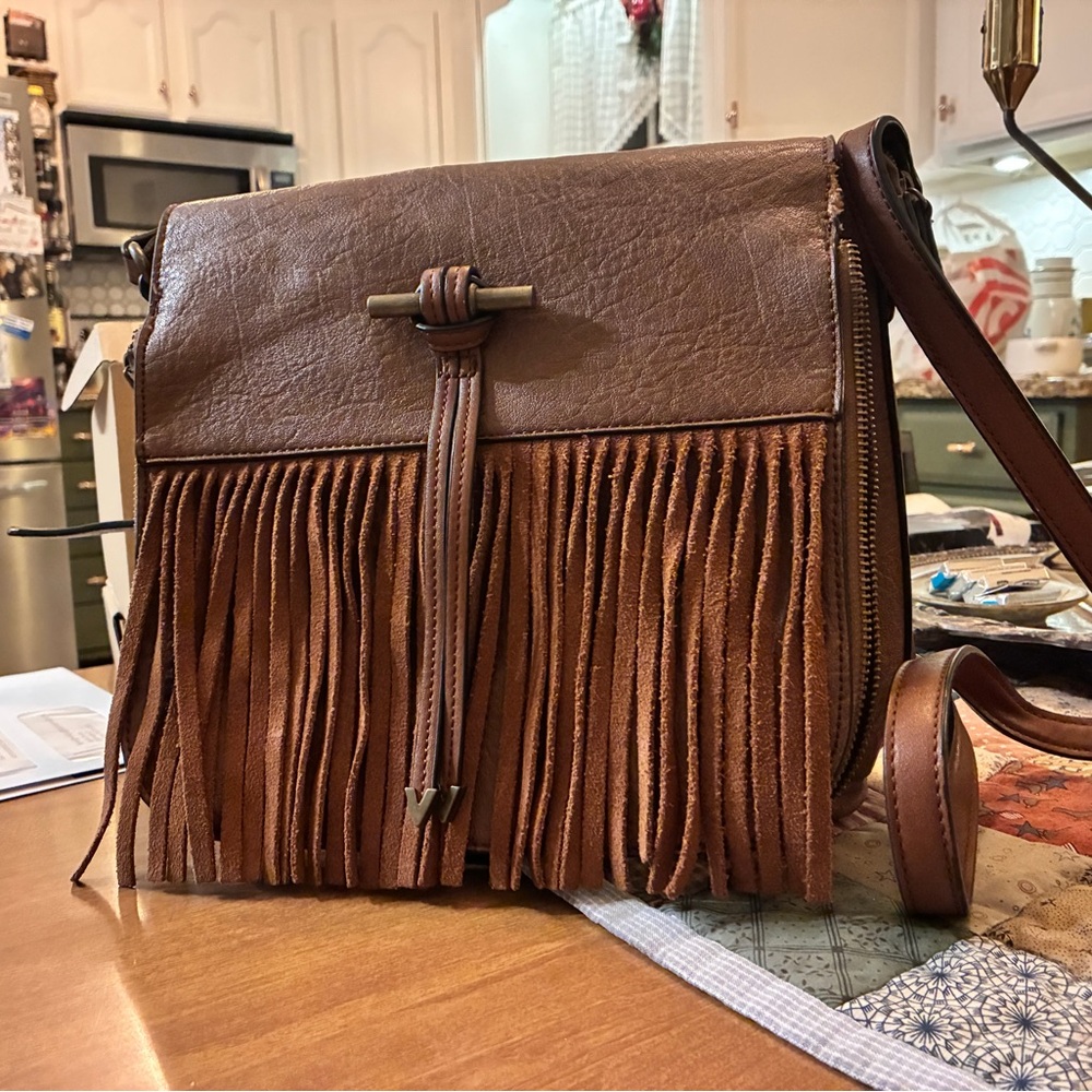 Equestrian Style Brown Fringe Crossbody Bag Saddle Inspired - Picture 9 of 9